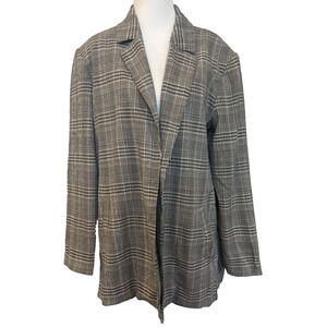 Zara‎ Womens Linen Plaid Sport Blazer Size M Coat Jacket Office Career Academia